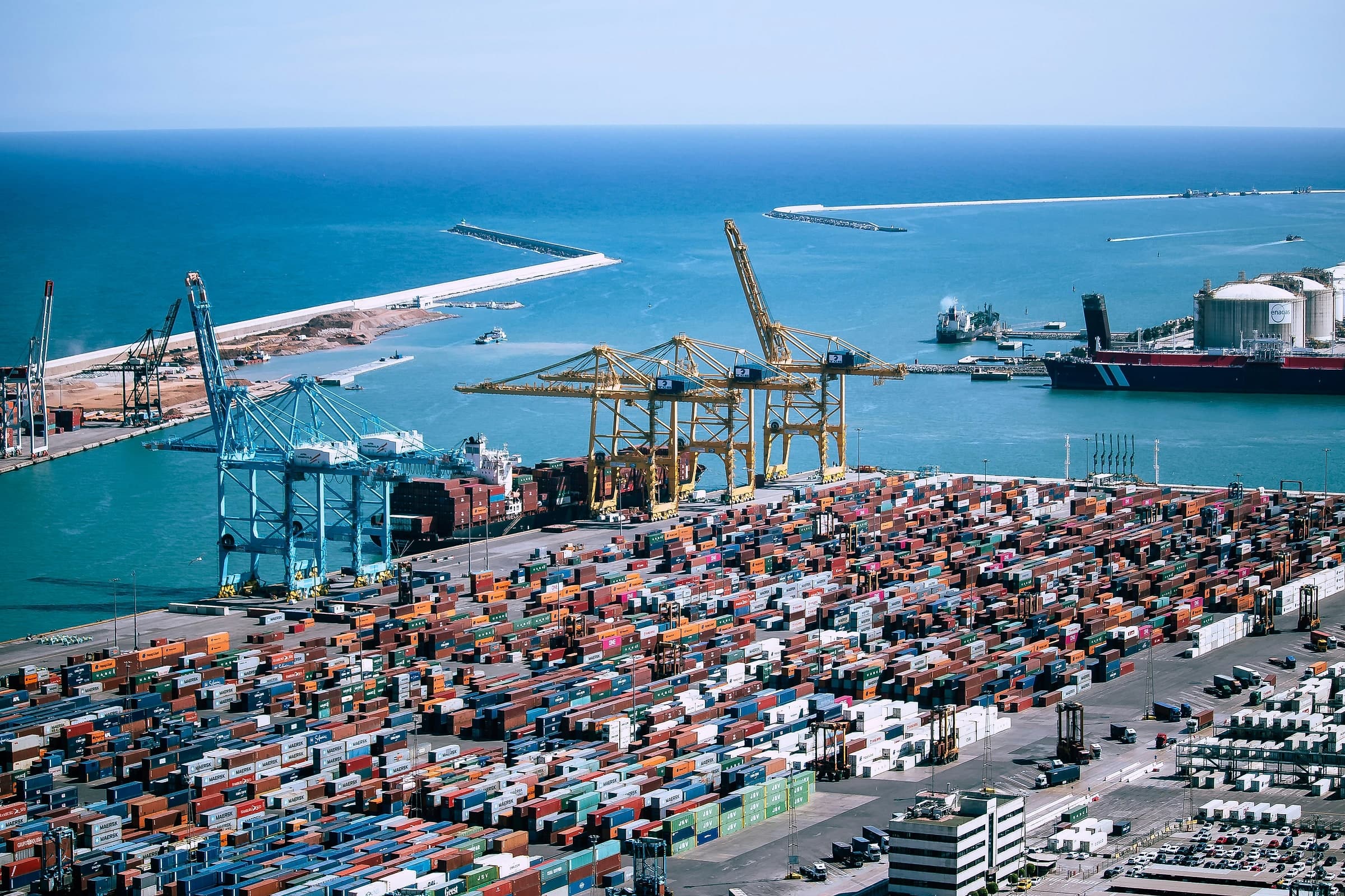 International freight containers at a logistics port